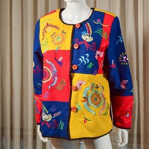 Indigo Moon Multi Colored floral jacket Patchwork